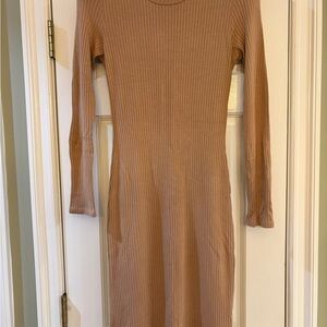 Reformation Tan Long Sleeve Dress